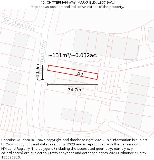 45, CHITTERMAN WAY, MARKFIELD, LE67 9WU: Plot and title map
