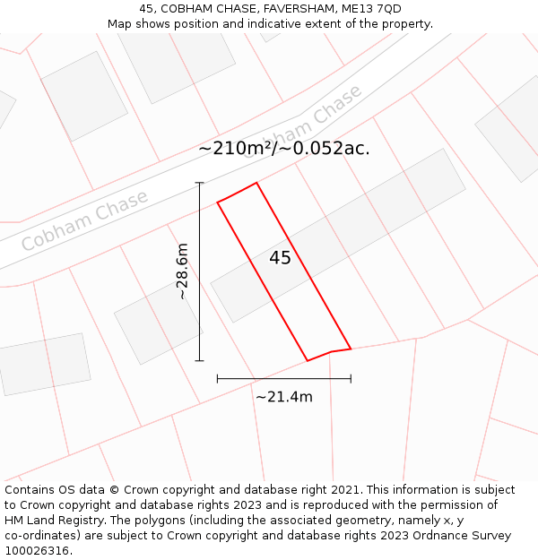45, COBHAM CHASE, FAVERSHAM, ME13 7QD: Plot and title map