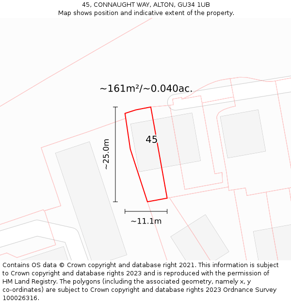 45, CONNAUGHT WAY, ALTON, GU34 1UB: Plot and title map