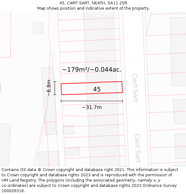 45, CWRT SART, NEATH, SA11 2SR: Plot and title map
