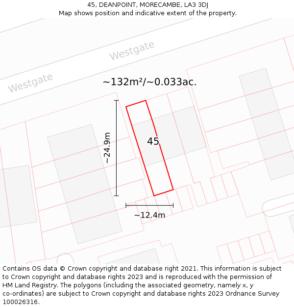 45, DEANPOINT, MORECAMBE, LA3 3DJ: Plot and title map