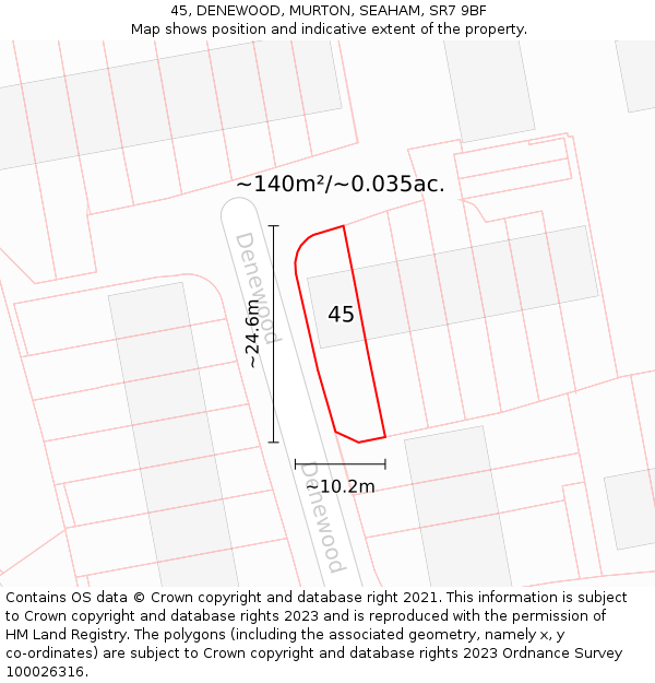 45, DENEWOOD, MURTON, SEAHAM, SR7 9BF: Plot and title map