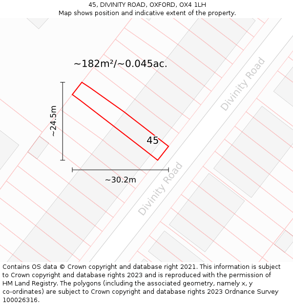 45, DIVINITY ROAD, OXFORD, OX4 1LH: Plot and title map