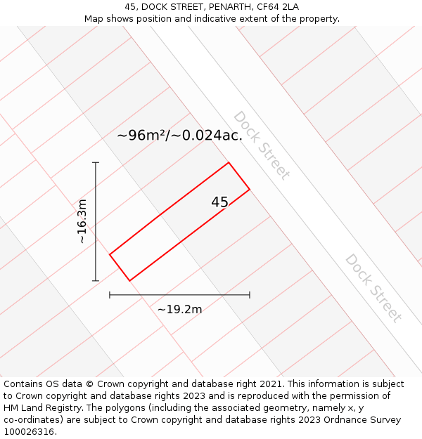 45, DOCK STREET, PENARTH, CF64 2LA: Plot and title map