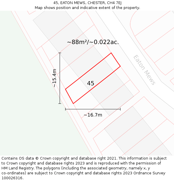 45, EATON MEWS, CHESTER, CH4 7EJ: Plot and title map