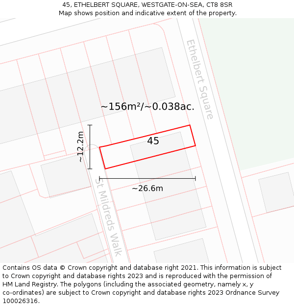 45, ETHELBERT SQUARE, WESTGATE-ON-SEA, CT8 8SR: Plot and title map