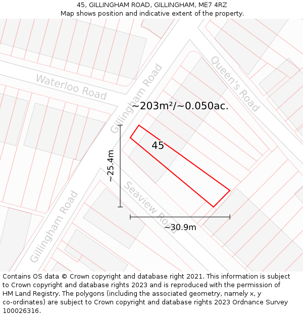 45, GILLINGHAM ROAD, GILLINGHAM, ME7 4RZ: Plot and title map