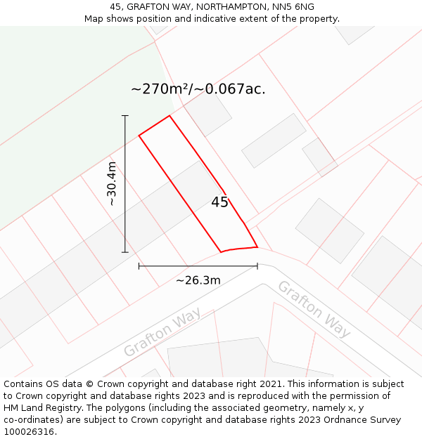 45, GRAFTON WAY, NORTHAMPTON, NN5 6NG: Plot and title map