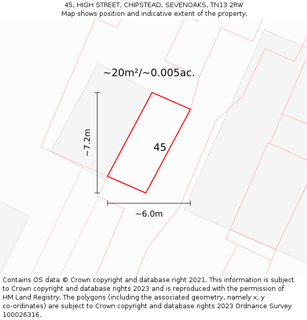 45, HIGH STREET, CHIPSTEAD, SEVENOAKS, TN13 2RW: Plot and title map