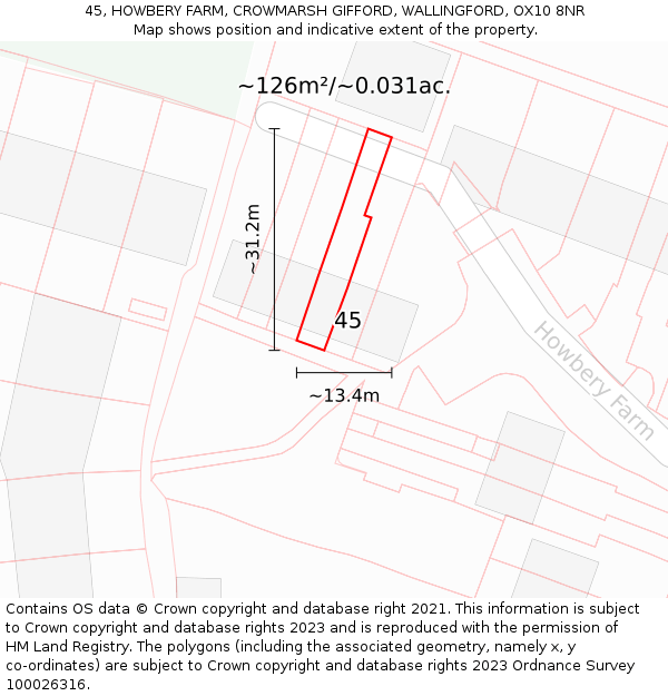45, HOWBERY FARM, CROWMARSH GIFFORD, WALLINGFORD, OX10 8NR: Plot and title map