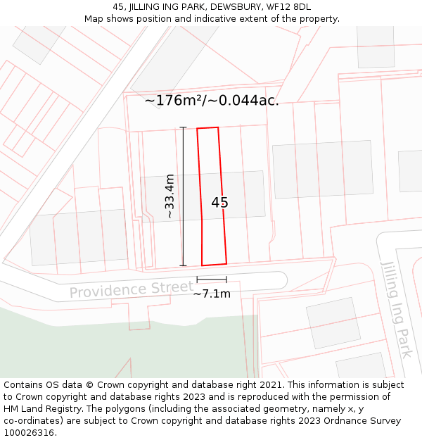 45, JILLING ING PARK, DEWSBURY, WF12 8DL: Plot and title map