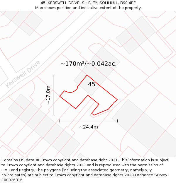 45, KERSWELL DRIVE, SHIRLEY, SOLIHULL, B90 4PE: Plot and title map