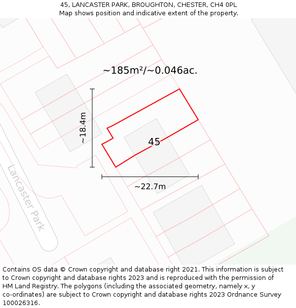 45, LANCASTER PARK, BROUGHTON, CHESTER, CH4 0PL: Plot and title map