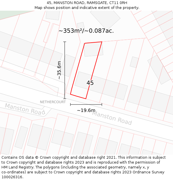 45, MANSTON ROAD, RAMSGATE, CT11 0RH: Plot and title map
