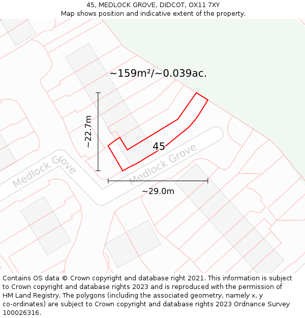 45, MEDLOCK GROVE, DIDCOT, OX11 7XY: Plot and title map