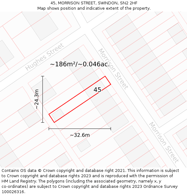 45, MORRISON STREET, SWINDON, SN2 2HF: Plot and title map