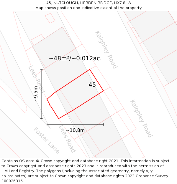 45, NUTCLOUGH, HEBDEN BRIDGE, HX7 8HA: Plot and title map