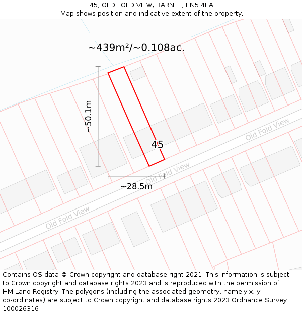 45, OLD FOLD VIEW, BARNET, EN5 4EA: Plot and title map