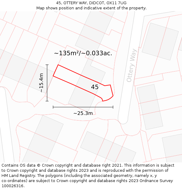 45, OTTERY WAY, DIDCOT, OX11 7UG: Plot and title map
