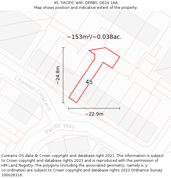 45, PACIFIC WAY, DERBY, DE24 1AA: Plot and title map