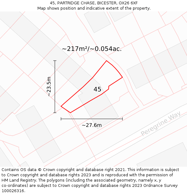 45, PARTRIDGE CHASE, BICESTER, OX26 6XF: Plot and title map