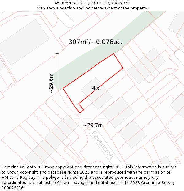 45, RAVENCROFT, BICESTER, OX26 6YE: Plot and title map