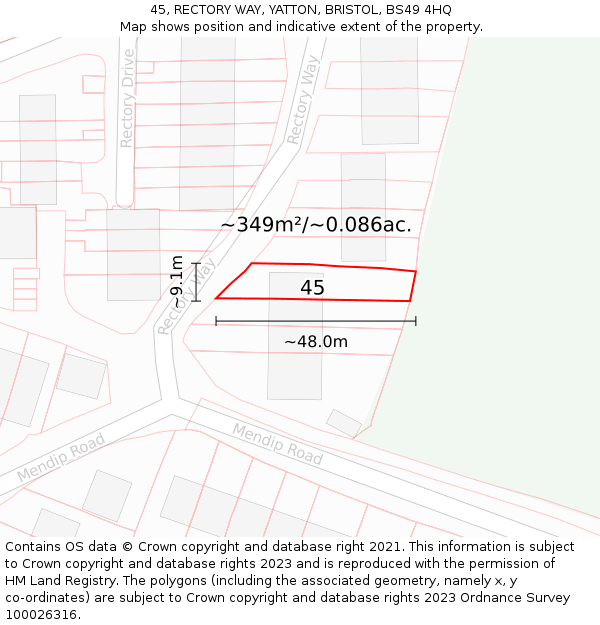 45, RECTORY WAY, YATTON, BRISTOL, BS49 4HQ: Plot and title map