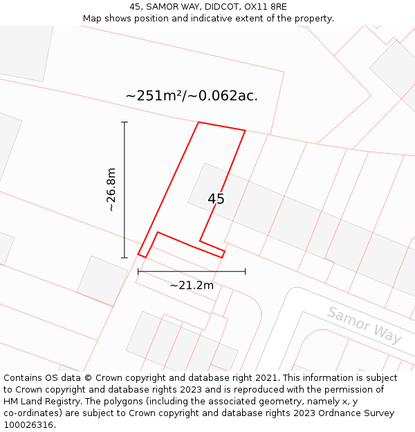 45, SAMOR WAY, DIDCOT, OX11 8RE: Plot and title map