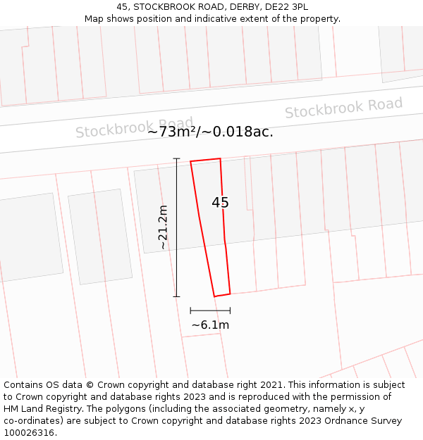 45, STOCKBROOK ROAD, DERBY, DE22 3PL: Plot and title map