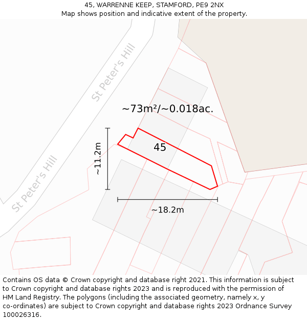 45, WARRENNE KEEP, STAMFORD, PE9 2NX: Plot and title map
