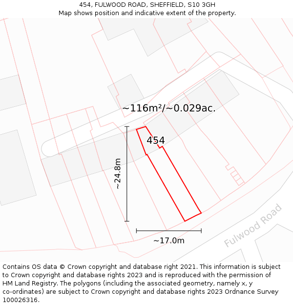 454, FULWOOD ROAD, SHEFFIELD, S10 3GH: Plot and title map