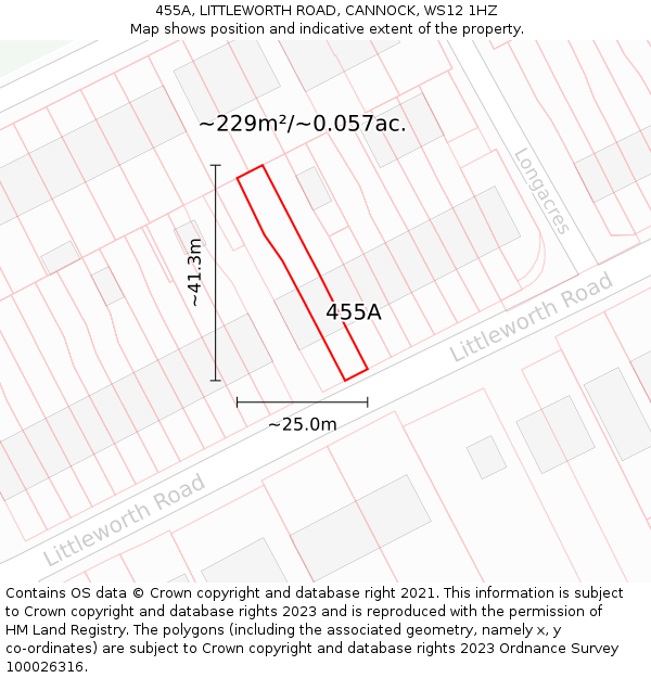 455A, LITTLEWORTH ROAD, CANNOCK, WS12 1HZ: Plot and title map