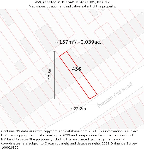 456, PRESTON OLD ROAD, BLACKBURN, BB2 5LY: Plot and title map