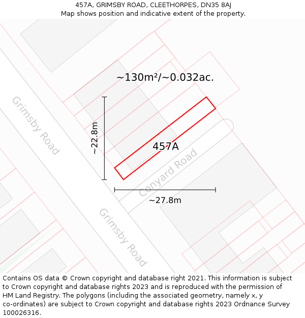 457A, GRIMSBY ROAD, CLEETHORPES, DN35 8AJ: Plot and title map