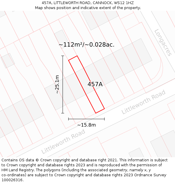 457A, LITTLEWORTH ROAD, CANNOCK, WS12 1HZ: Plot and title map