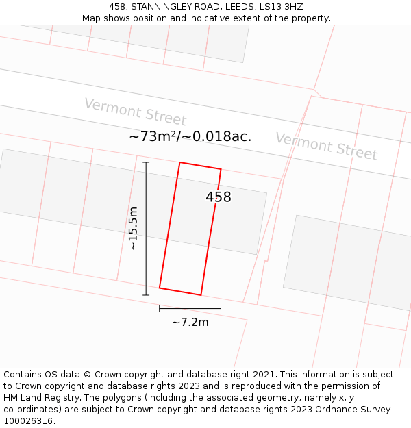 458, STANNINGLEY ROAD, LEEDS, LS13 3HZ: Plot and title map