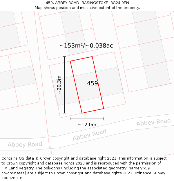 459, ABBEY ROAD, BASINGSTOKE, RG24 9EN: Plot and title map