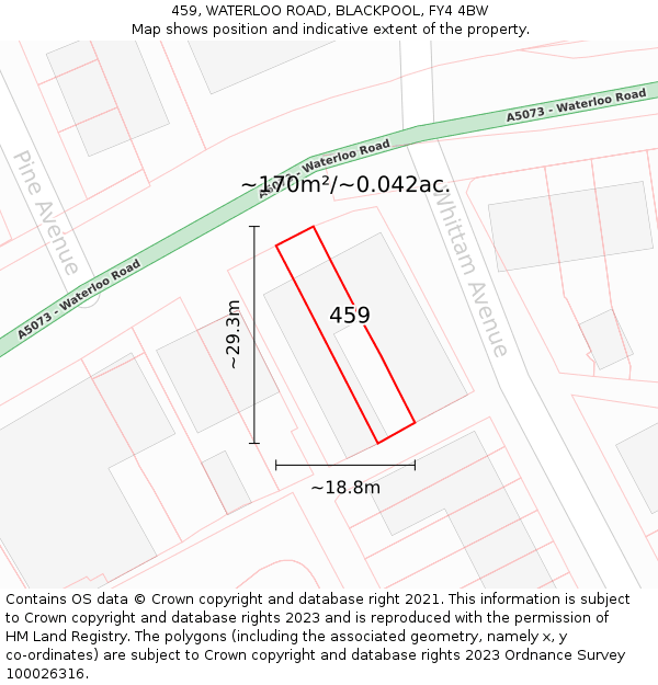 459, WATERLOO ROAD, BLACKPOOL, FY4 4BW: Plot and title map
