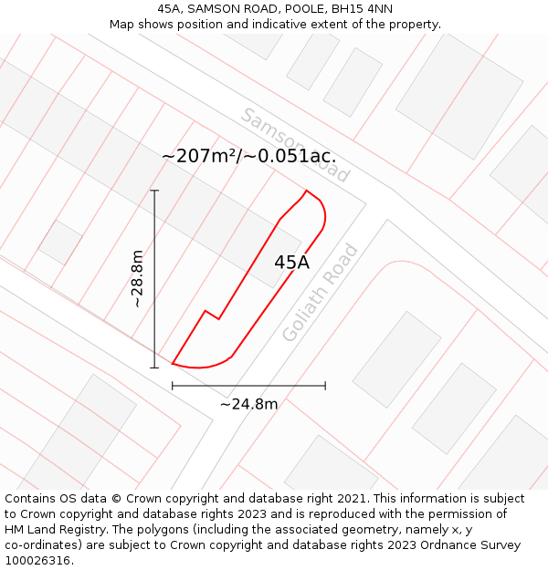 45A, SAMSON ROAD, POOLE, BH15 4NN: Plot and title map