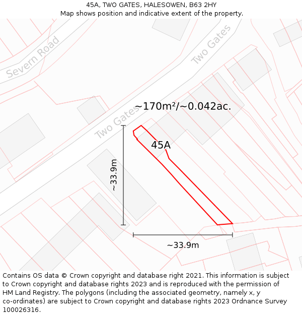45A, TWO GATES, HALESOWEN, B63 2HY: Plot and title map