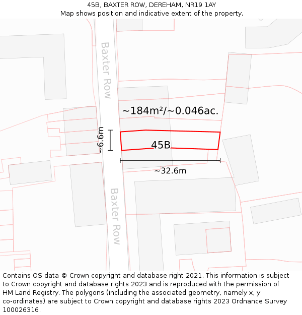 45B, BAXTER ROW, DEREHAM, NR19 1AY: Plot and title map