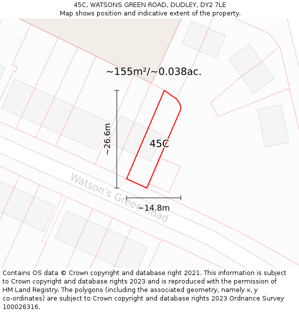 45C, WATSONS GREEN ROAD, DUDLEY, DY2 7LE: Plot and title map