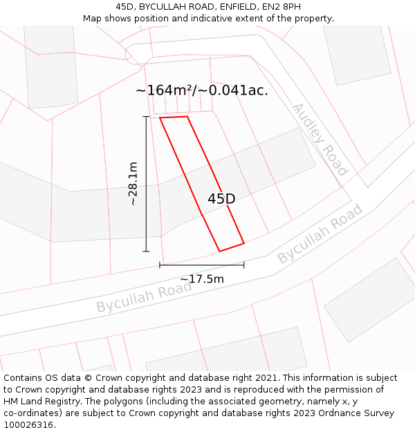 45D, BYCULLAH ROAD, ENFIELD, EN2 8PH: Plot and title map