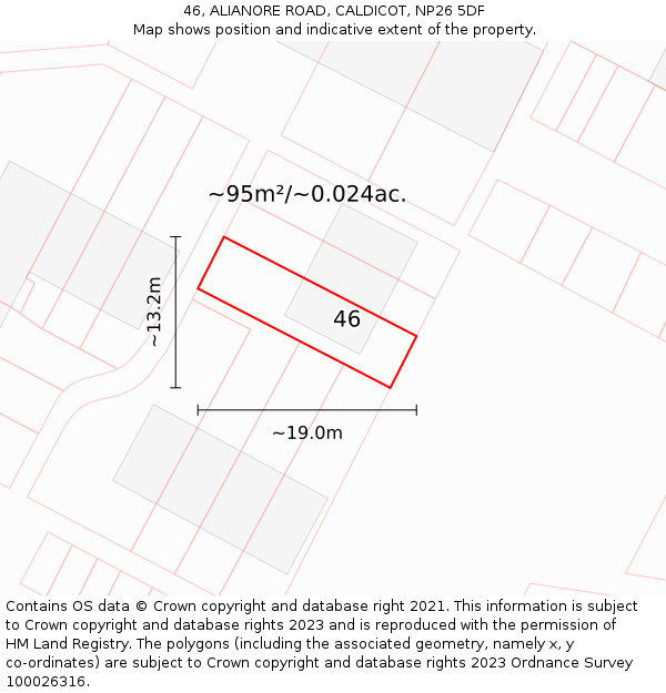 46, ALIANORE ROAD, CALDICOT, NP26 5DF: Plot and title map