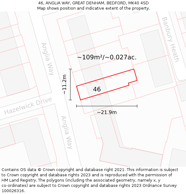 46, ANGLIA WAY, GREAT DENHAM, BEDFORD, MK40 4SD: Plot and title map