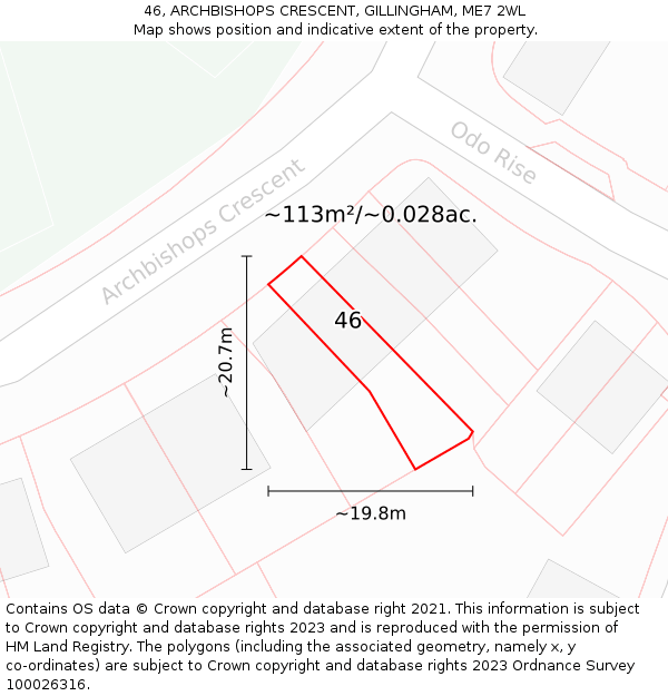 46, ARCHBISHOPS CRESCENT, GILLINGHAM, ME7 2WL: Plot and title map
