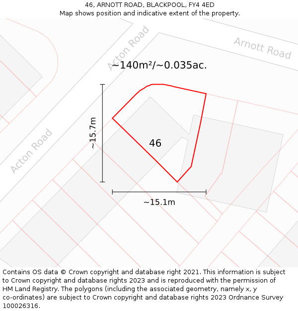 46, ARNOTT ROAD, BLACKPOOL, FY4 4ED: Plot and title map