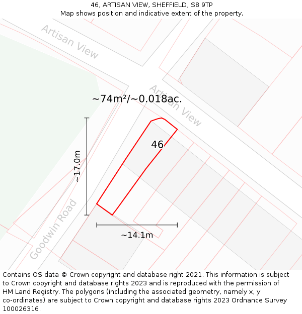 46, ARTISAN VIEW, SHEFFIELD, S8 9TP: Plot and title map