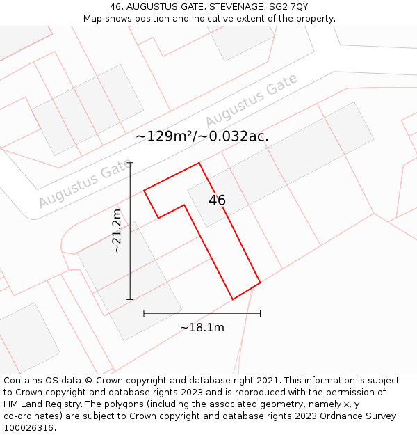 46, AUGUSTUS GATE, STEVENAGE, SG2 7QY: Plot and title map