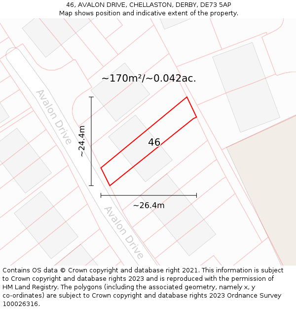 46, AVALON DRIVE, CHELLASTON, DERBY, DE73 5AP: Plot and title map